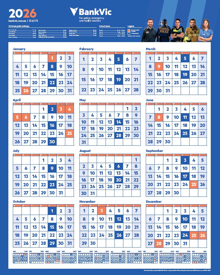 BankVic wall calendar 2026