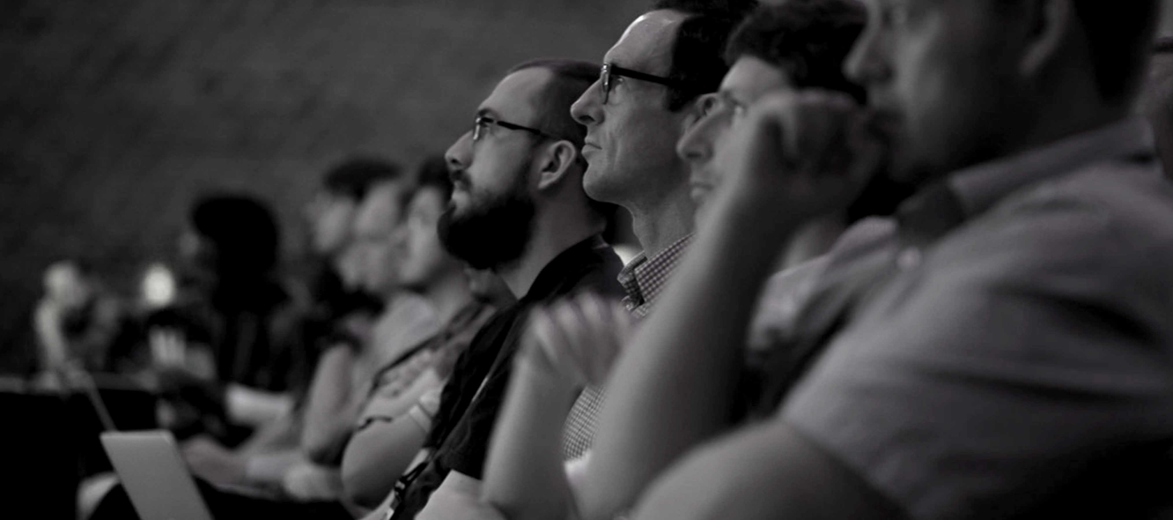 Close up of crowd watching presentation