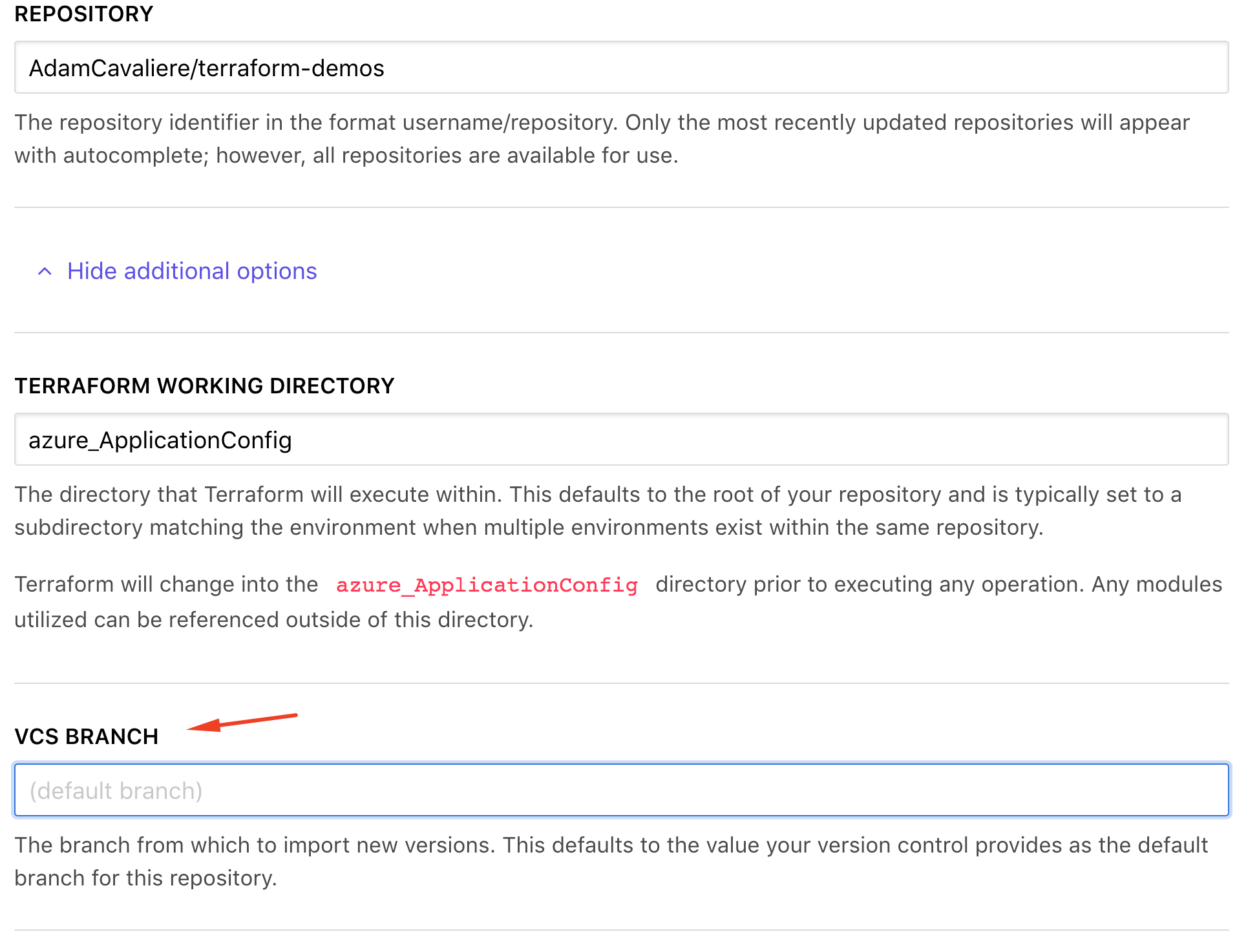 <em>Note: We are intentionally skipping setting the new branch name in this step.</em>