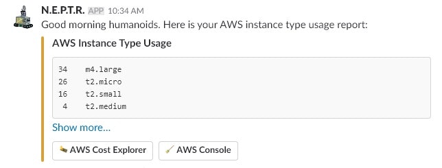 Slack chatbot message of instance type counts