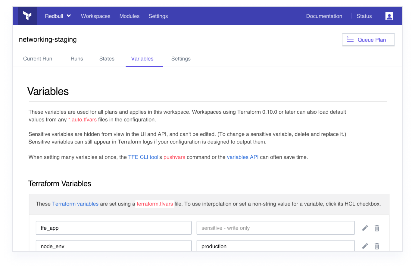 Dashboard - Variables