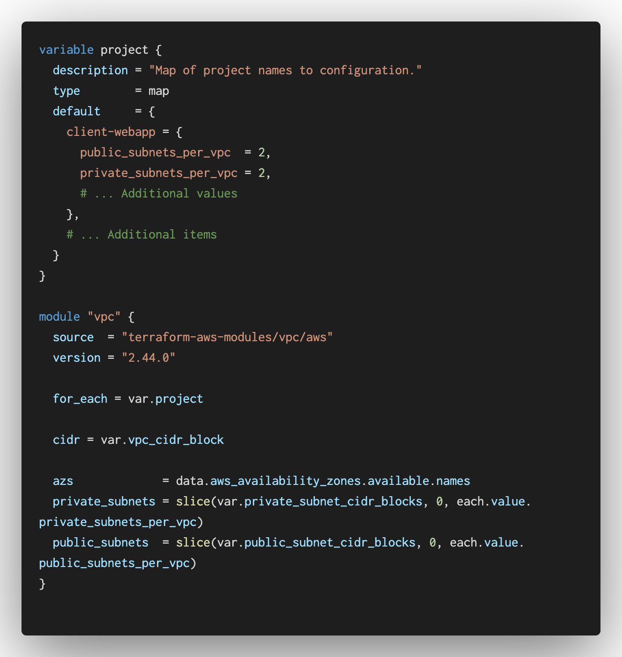 Example configuration using for_each