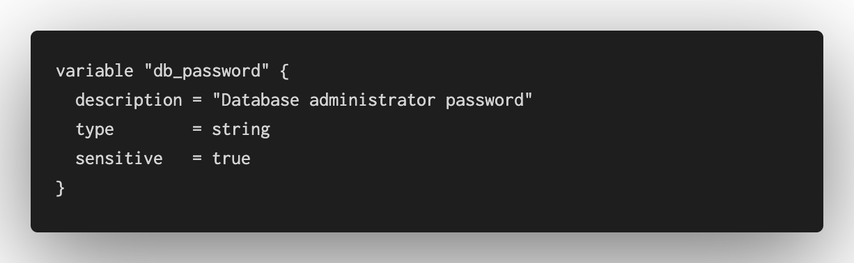 Code block defining variable "db_password"