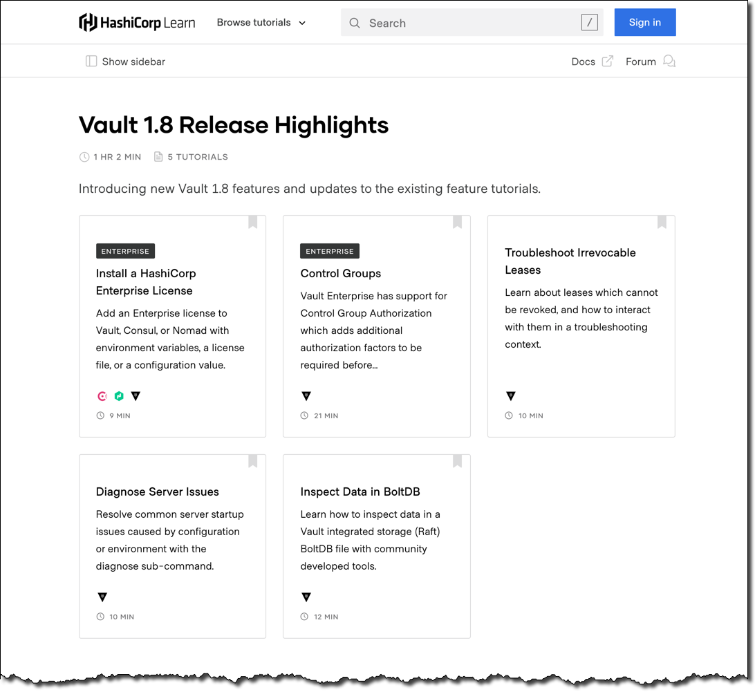 New Vault Tutorials: Vault 1.8 Release Highlights