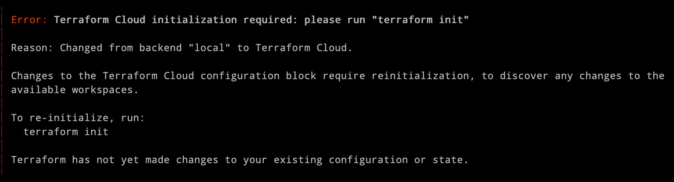 Improved Terraform error message