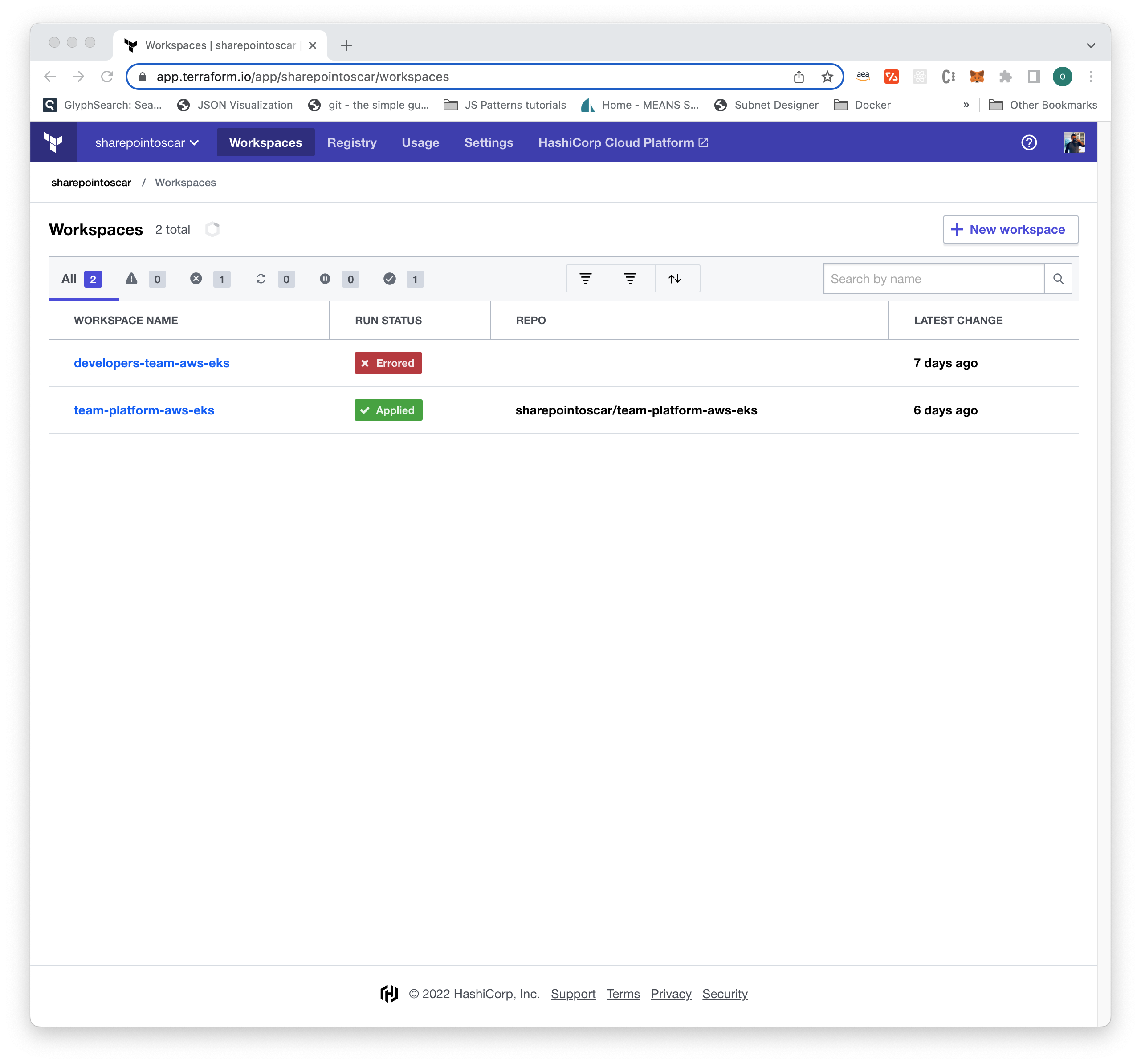Terraform Cloud workspaces