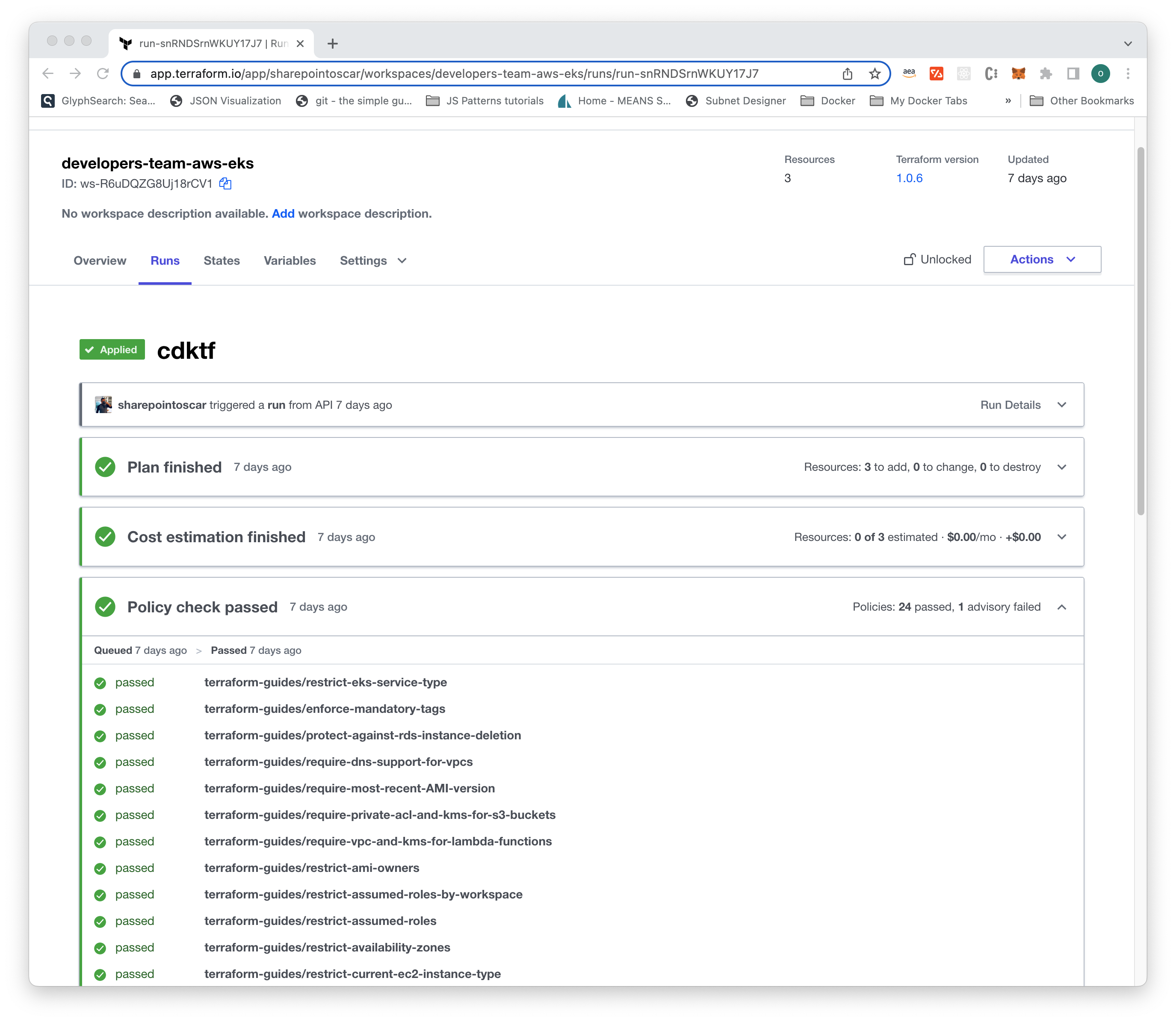Workload successfully deployed with proper EKS Service Type