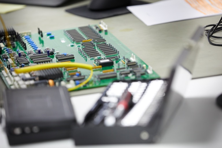 Circuit board on antistatic mat