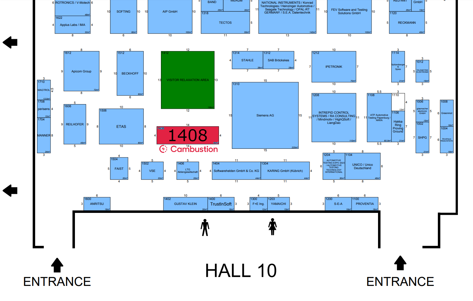 Testing Expo Floor Plan to find Cambustion on booth 1408