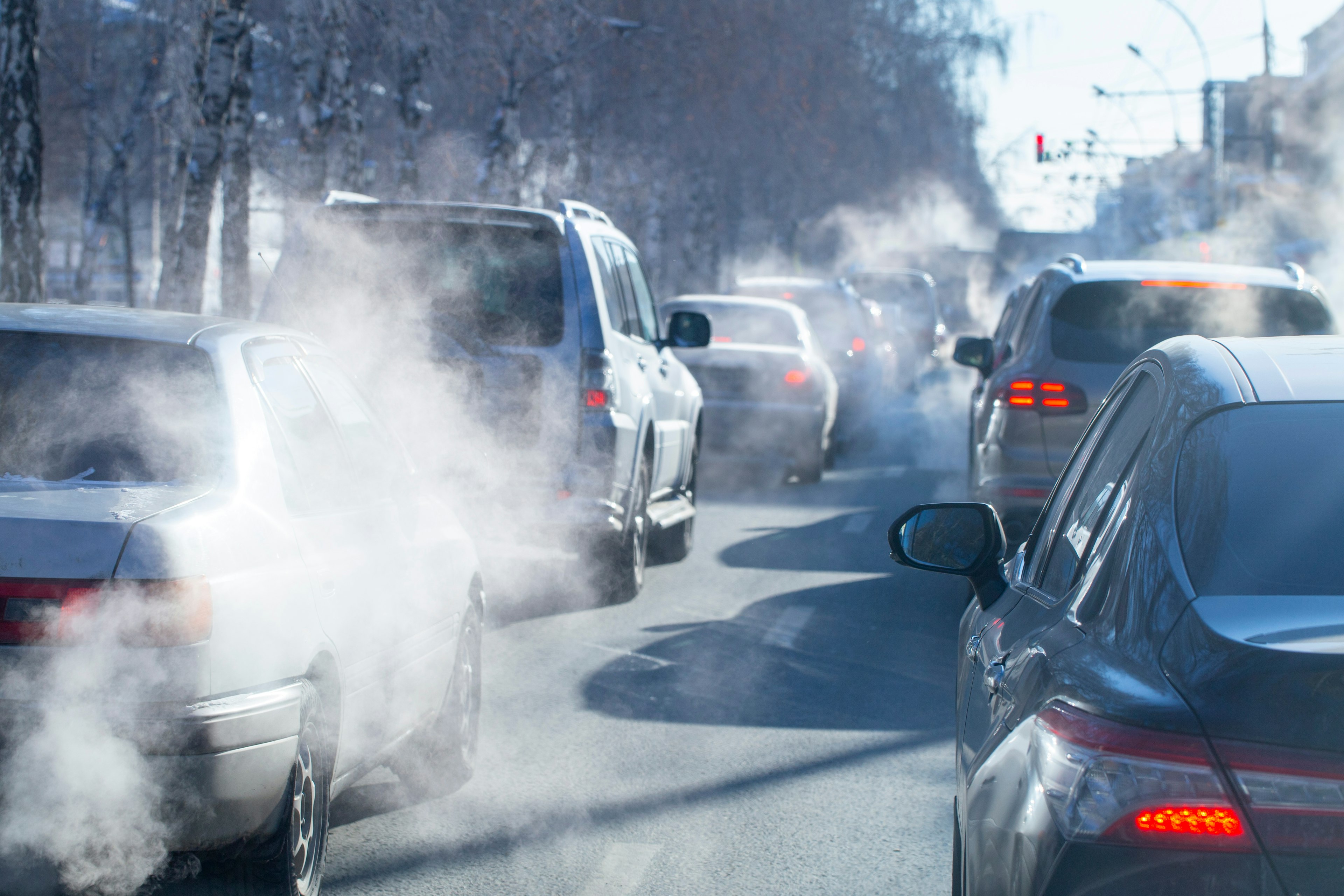 Idling vehicles during heavy traffic
