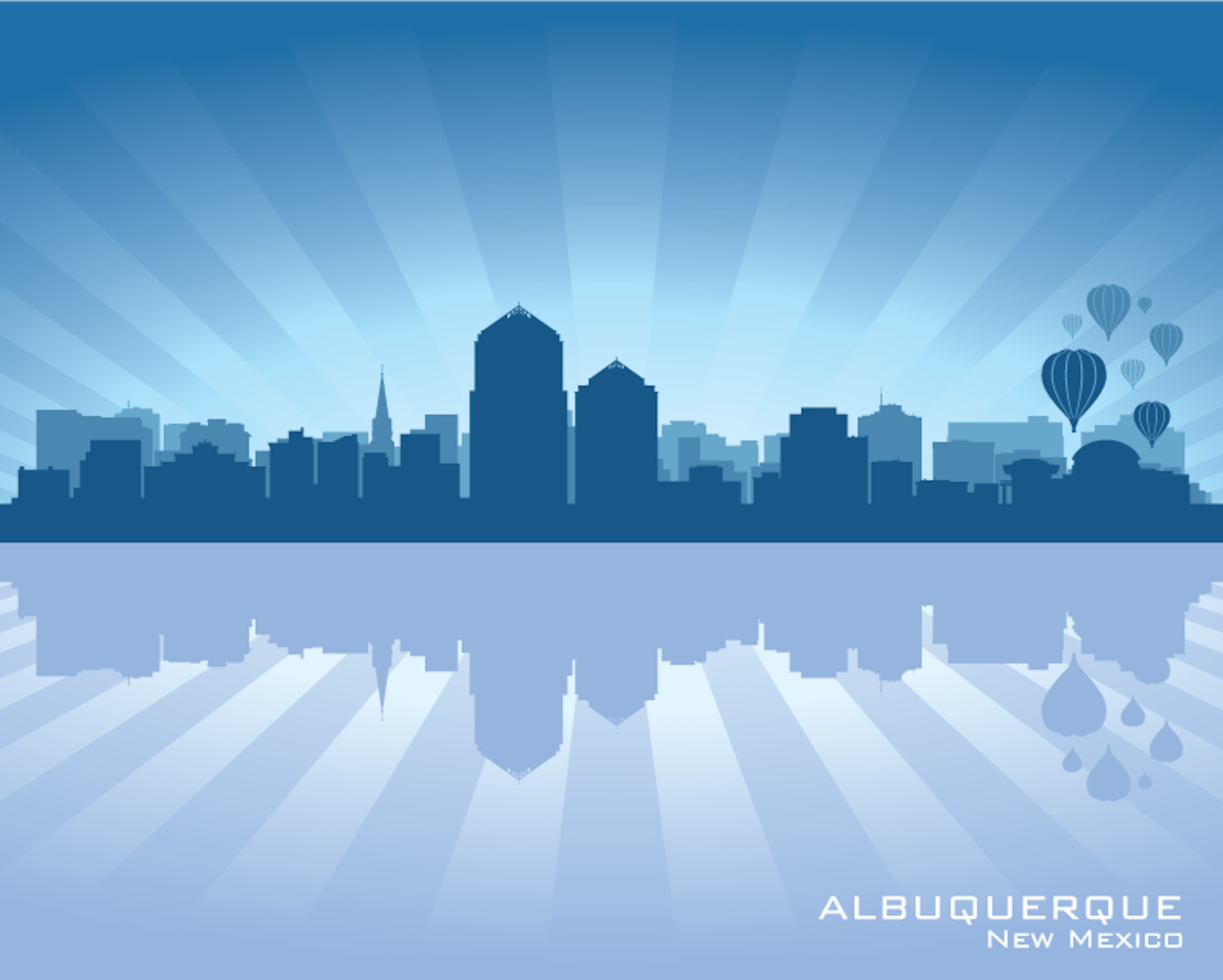Albuquerque skyline with balloons