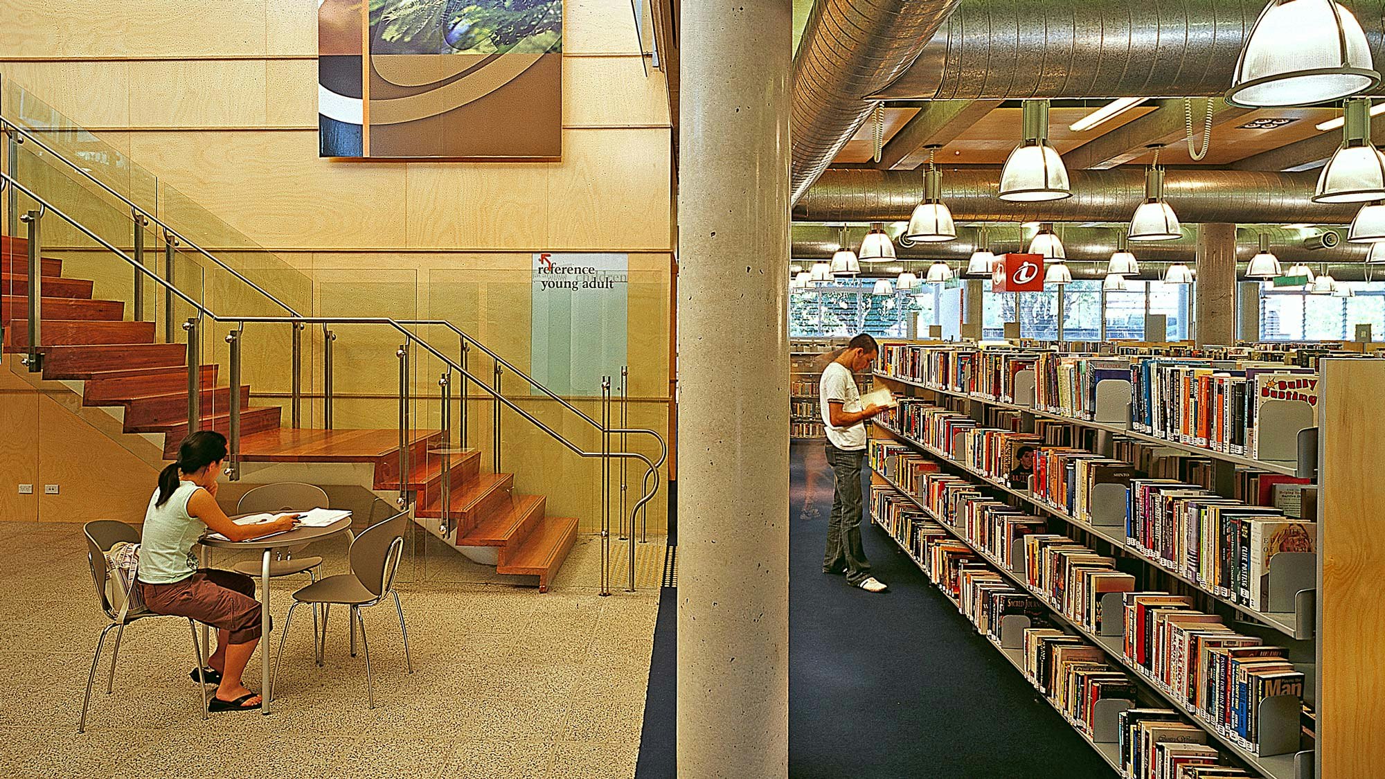 library floor and stairs