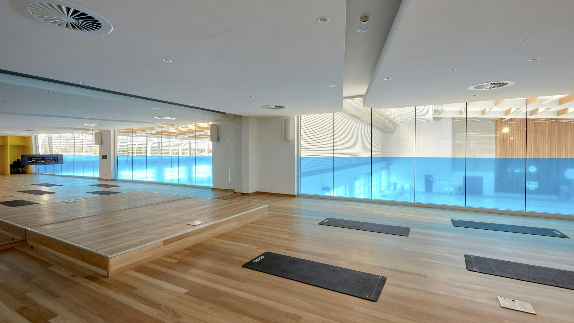 view of gym and pool