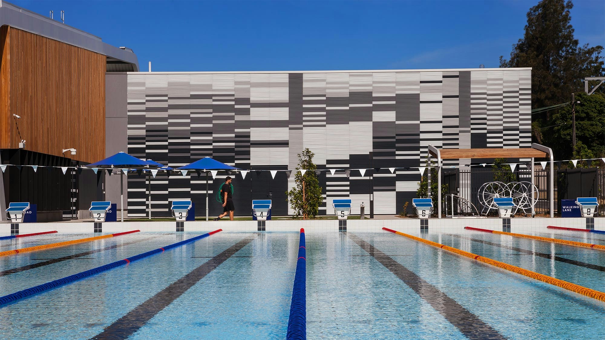 exterior view and lap pool