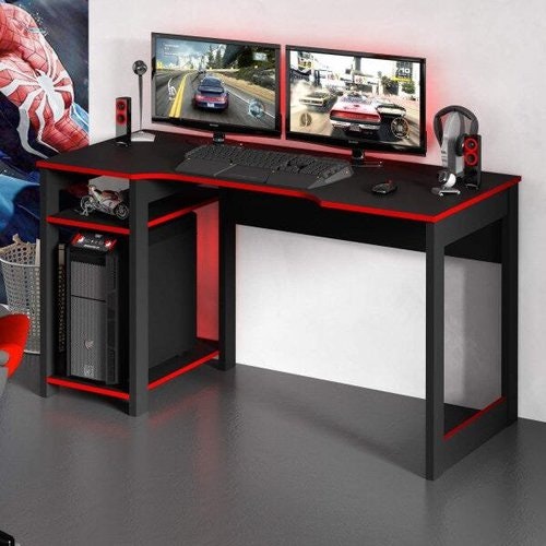 Gamer Tecno Mobili Preto Vermelho - Madeira Madeira