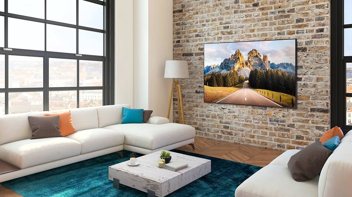 TV 75 polegadas Samsung na sala de estar