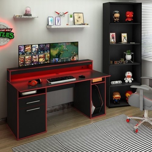 Gamer Artely Preto Vermelho - Madeira Madeira