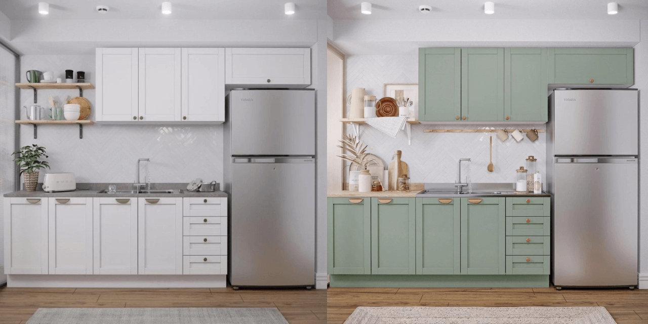 cozinha modular Arizona branca e verde