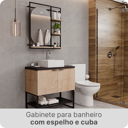 Gabinete para banheiro com espelho e cuba