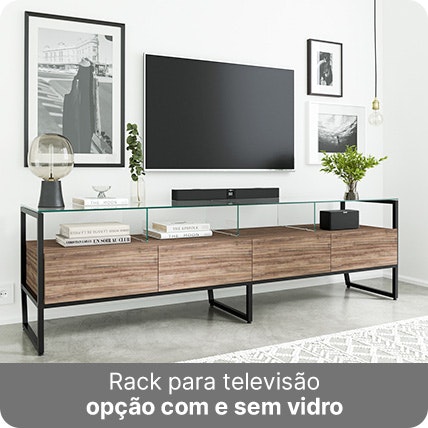 Rack para televisão com opção com e sem vidro na cor ameixa negra