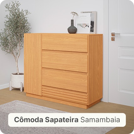 Imagem da Cômoda Sapateira Samambaia na cor Carvalho.