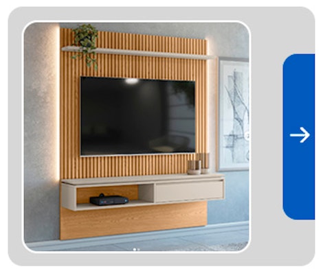 Postagem no Instagram sobre a Linha Samambaia, com o painel para TV Samambaia na cor Carvalho. Siga @madeiramadeiraloja