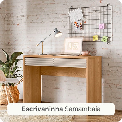 Imagem da Escrivaninha Samambaia na cor Carvalho com Offwhite