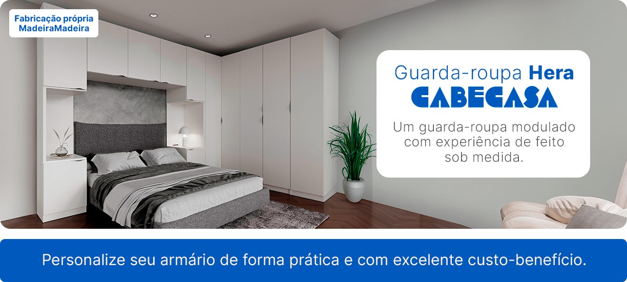 Saiba mais sobre o Guarda-Roupa Hera CabeCasa, um guarda-roupa modulado com experiência de feito sob medida.