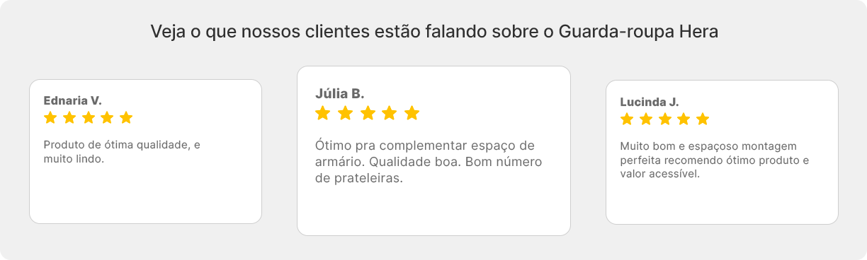 Imagem com feedbacks dos clientes no Guarda-roupa Hera CabeCasa