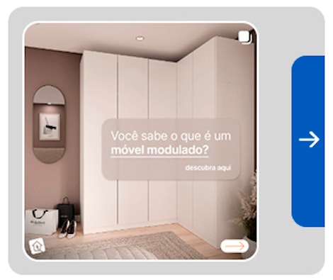 Postagem no instagram, falando mais sobre móveis modulados e suas vantagens.