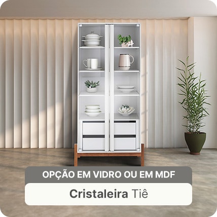 Cristaleira com opção em vidro ou MDF