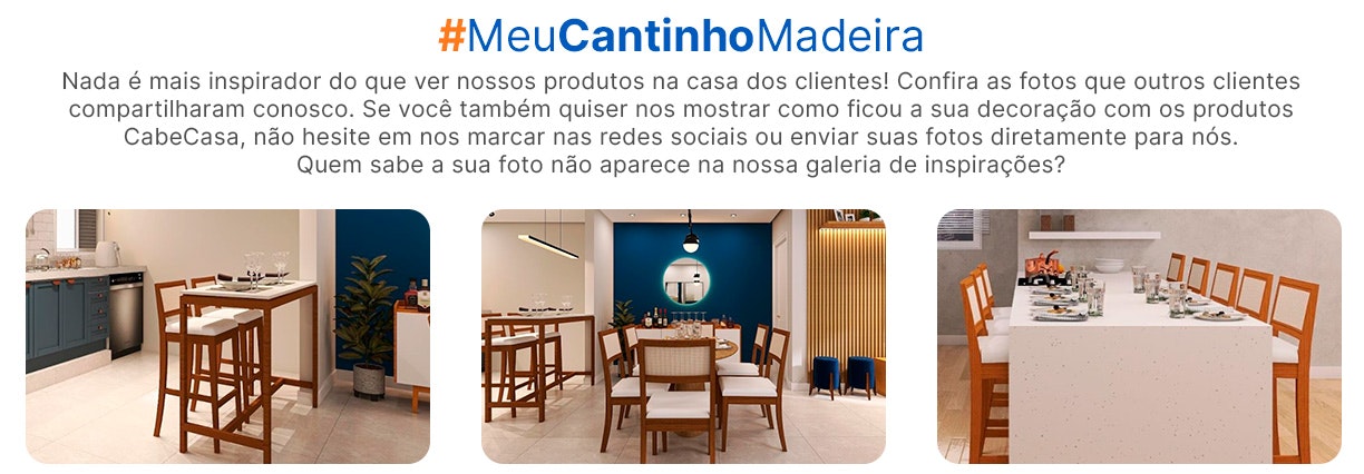 Bloco falando sobre a hashtag #MeuCantinhoMadeira, que está disponível em @madeiramadeiraloja