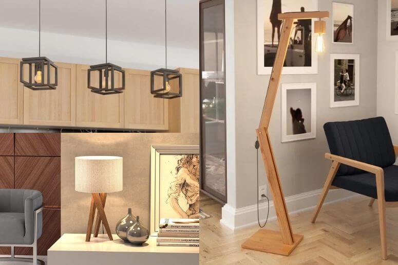 abajur de chão e abajur de mesa