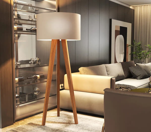 luminária de chão na sala