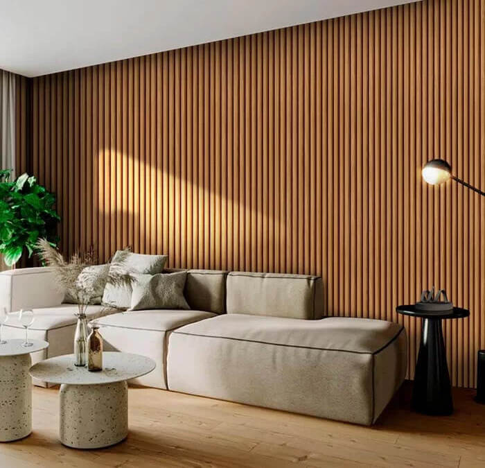 parde com revestimento de painel ripado