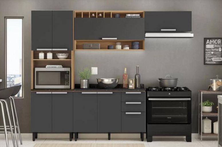 cozinha planejada simples preta