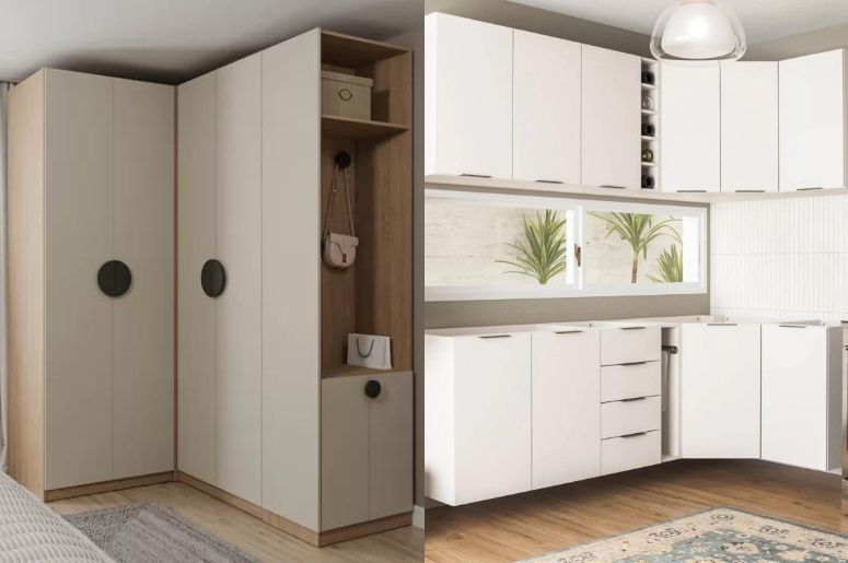guarda-roupa modular e armário de cozinha modulado