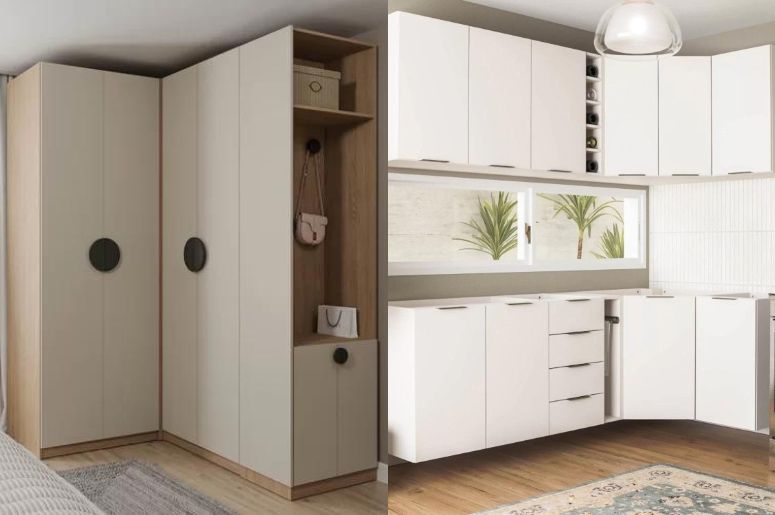 guarda-roupa modular e armário de cozinha modulado
