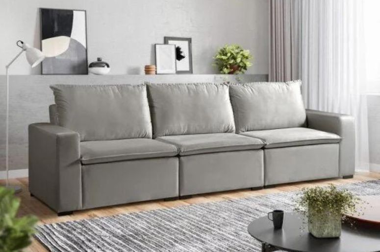 sofá modular cinza