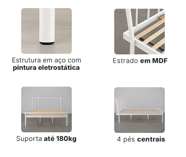 Estrutura em aço, estrado de MDF, suporta até 180 kg e muito mais, conheça!