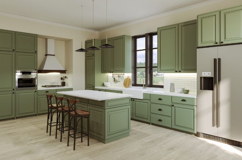 cozinha grande verde