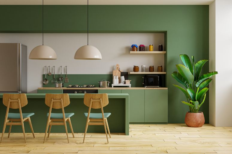cozinha verde escuro