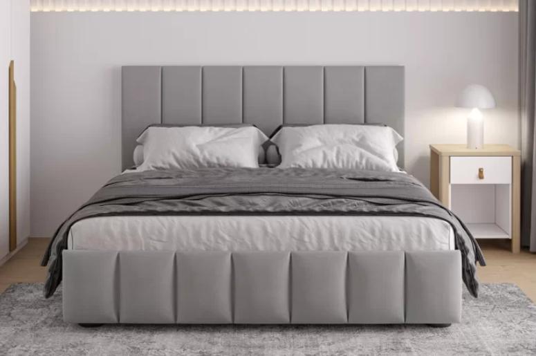 cama com cabeceira cinza