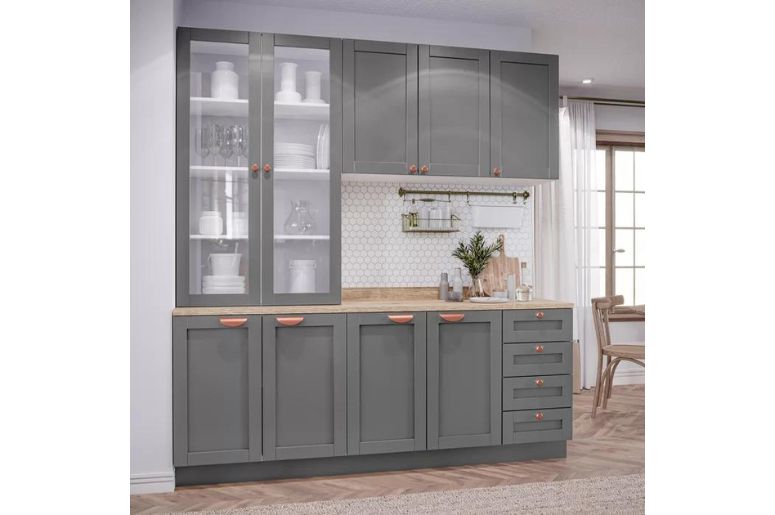 armário modulado cinza e branco