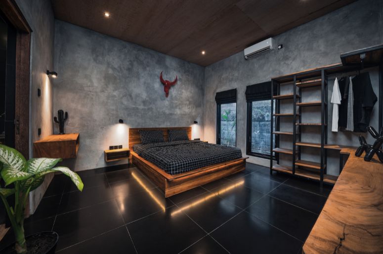 quarto cinza e preto