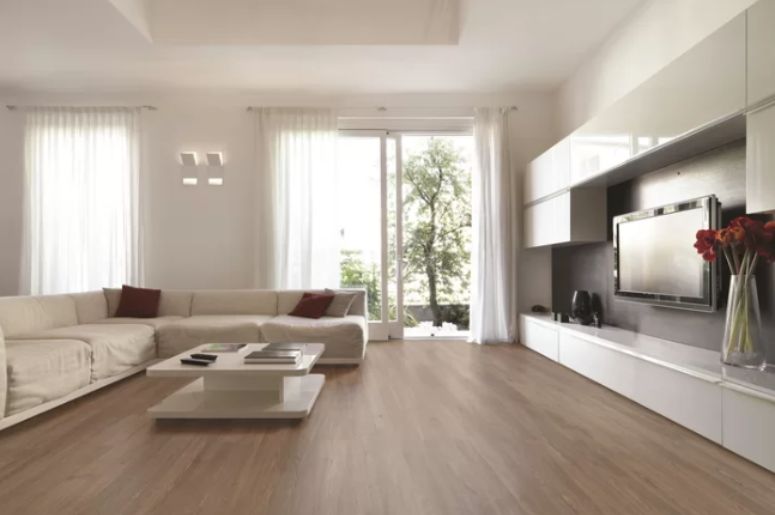 piso laminado na sala