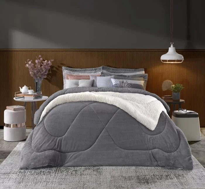 jogo de cama cinza ardosia
