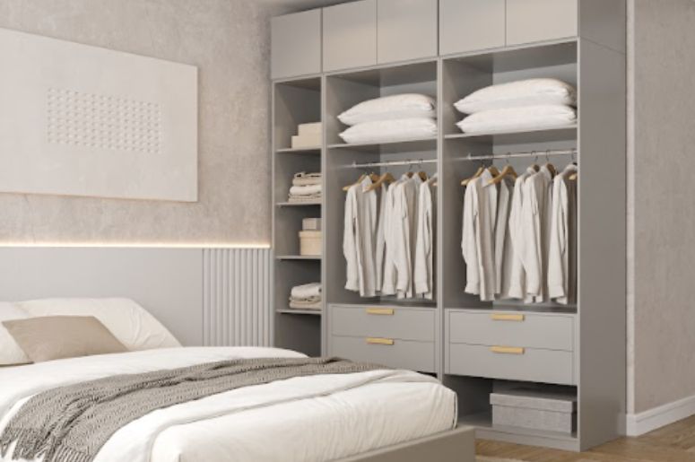 guarda-roupa modulado cinza