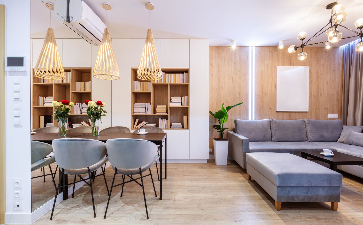 sala de apartamento com piso laminado
