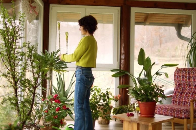 mulher cuidando das plantas